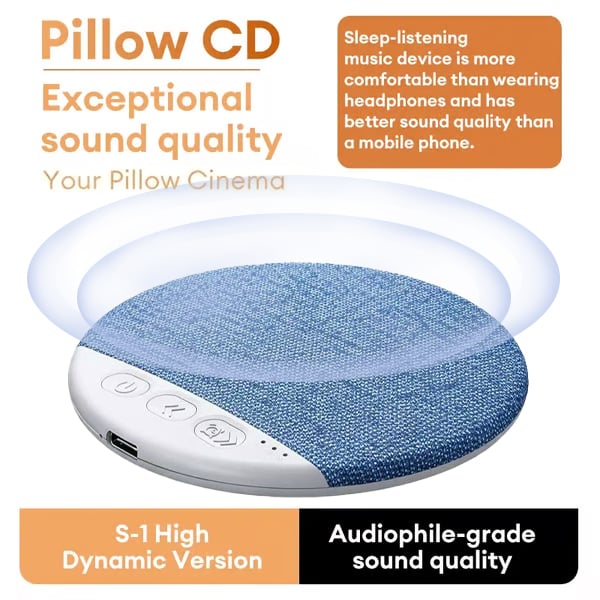 Last Day Sale HYUNDAI S1 Ultra-Thin Bluetooth Pillow Speaker with Bluetooth 6.0 - Bone Conduction Technology